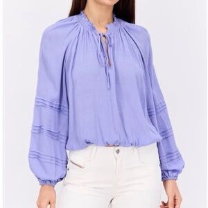 Sanctuary Women's Blouse Cooler Nights Peasant Tie Neck Lavender Size XXL‎ NEW